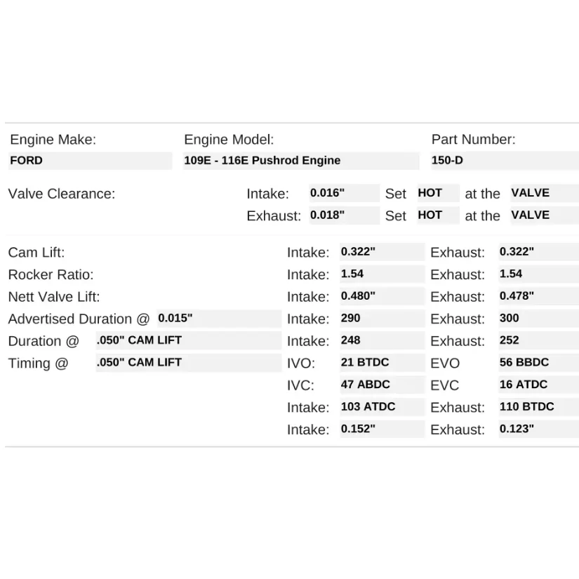 Kelford Cams 248/252 Race and Rally Cam Ford 109E - 116E - Image 2