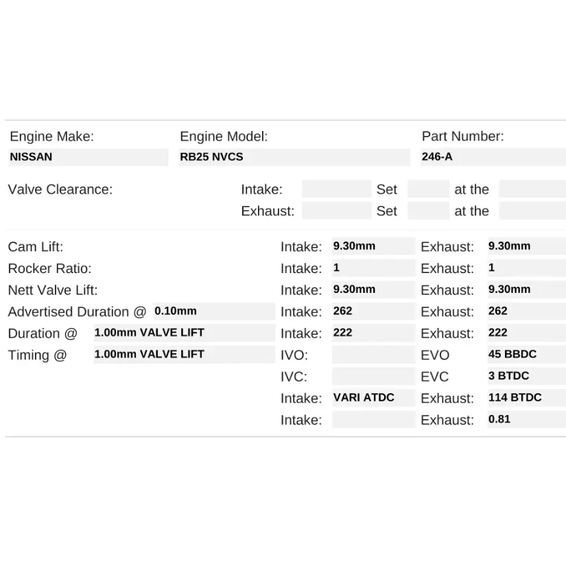 Kelford Cams 262/262 Street/Drift Cams Nissan RB25DET NVCS R33 - Image 2