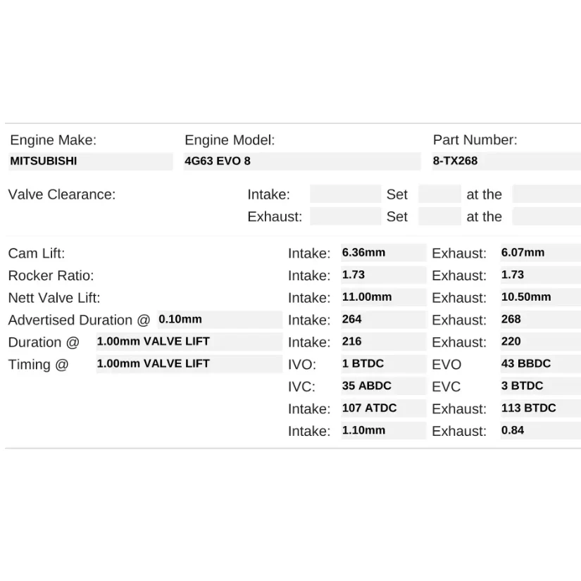 Kelford Cams 264/268 Performance Road/Track Cams Mitsubishi 4G63 EVO 8 - Image 2