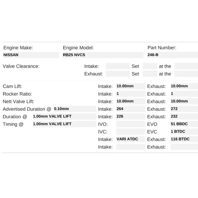 Kelford Cams 264/272 High Lift Cams Nissan RB25DET NVCS R33 - Image 2