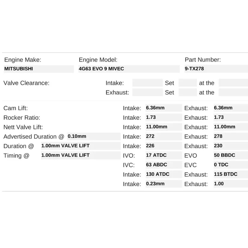 Kelford Cams 272/278 Performance Race Cams Mitsubishi 4G63 EVO 9 - Image 2