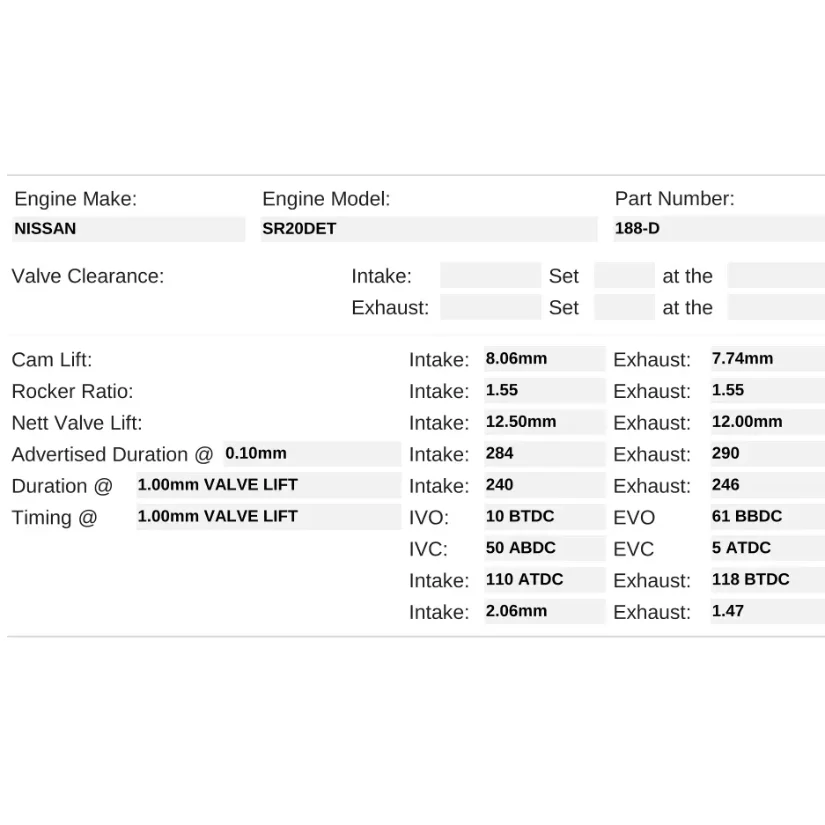 Kelford Cams 284/290 Drag Race Cams Nissan SR20DET S13 Turbo - Image 2