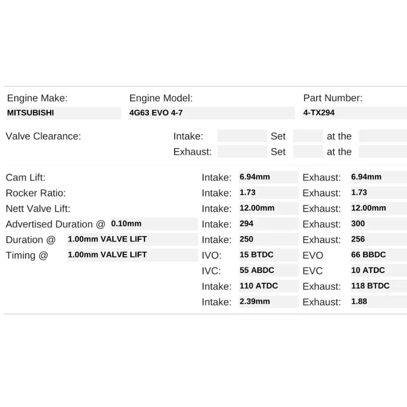 Kelford Cams 294/300 Performance Drag Race Cams Mitsubishi 4G63 EVO 4-7 - Image 2