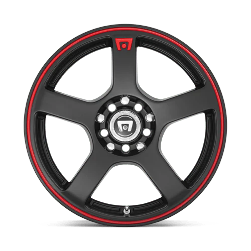 Motegi MR116 FS5 Alloy Wheel 16x7 ET40 5x112/5x114 Matt Black With Red Stripe 72.56mm CB - Image 3