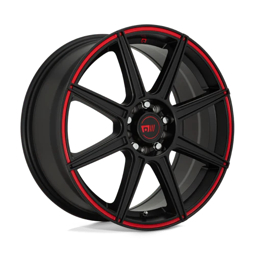 Motegi MR142 CS8 Alloy Wheel 16x7 ET40 5x108/5x114 Satin Black With Red Stripe 72.56mm CB