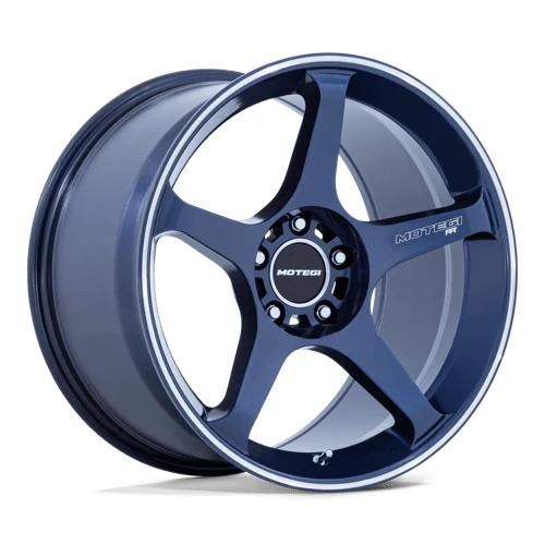 Motegi MR159 BATTLE V Alloy Wheel 18x8.5 ET35 5x114 Obsidian Blue Machined Lip Stripe 72.56mm CB