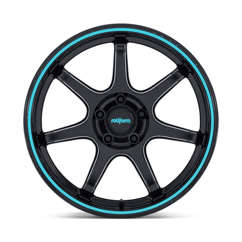 Rotiform RC208 BPU Alloy Wheel 18x9.5 ET38 5x114 Gloss Black With Teal Stripe 72.56mm CB - Image 4