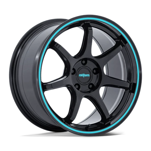 Rotiform RC208 BPU Alloy Wheel 18x9.5 ET38 5x120 Gloss Black With Teal Stripe 74.1mm CB