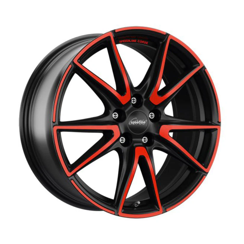 Speedline Corse SL6 Vettore Alloy Wheel 19x8.5 ET42 5x108 Matt Black Red Spoke