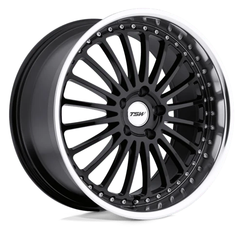 TSW SILVERSTONE Alloy Wheel 18x8 ET20 5x114 Gloss Black With Mirror Cut Lip 76.1mm CB