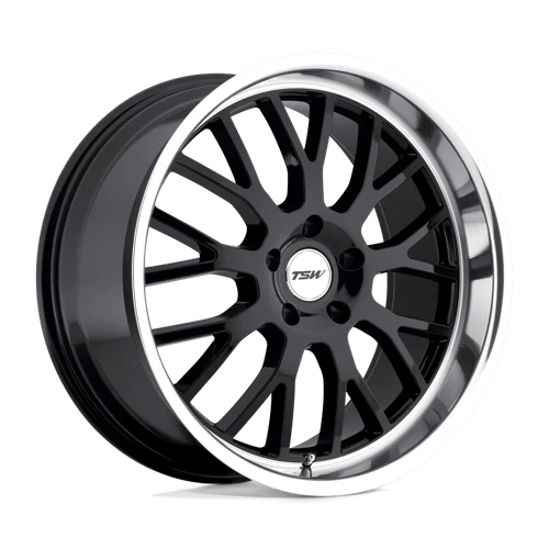 TSW TREMBLANT Alloy Wheel 18x9.5 ET35 5x112 Gloss Black With Mirror Cut Lip 72.1mm CB