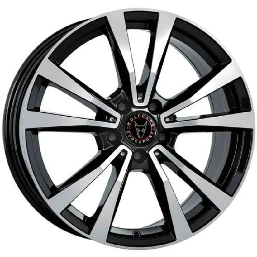 Wolfrace Eurosport TUV M12 Alloy Wheel 19x8 ET61 5x112 Diamond Black Polished 66.5mm CB