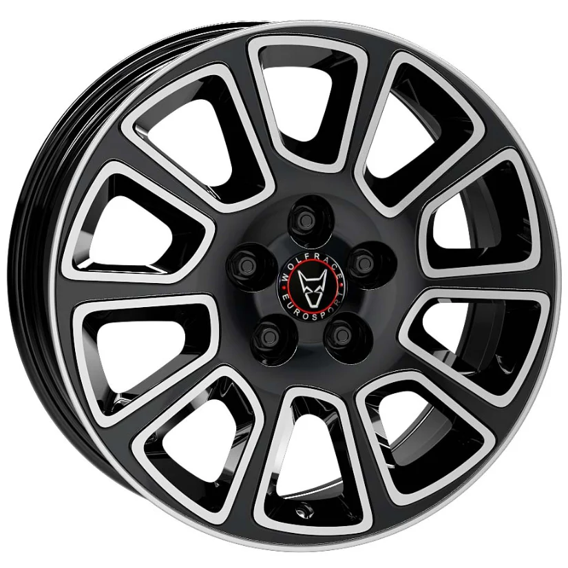 Wolfrace Eurosport TUV Transporter 2 Alloy Wheel 17x7 ET45 5x114 Diamond Black Polished 66.1mm CB
