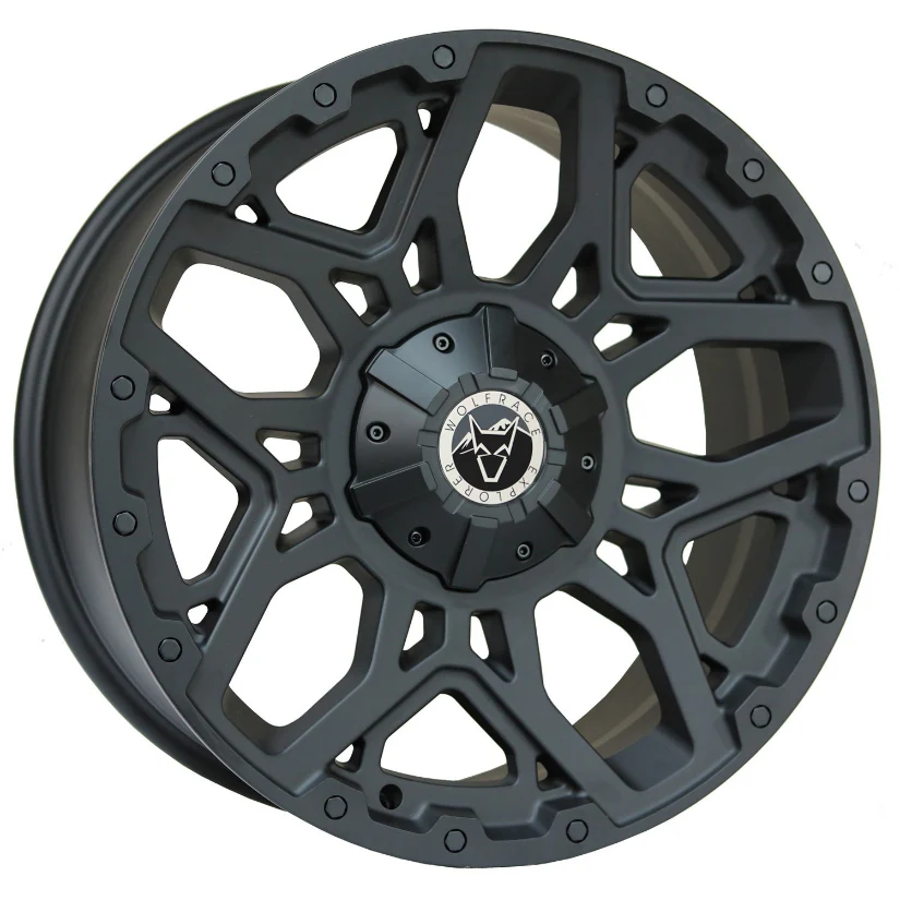 Wolfrace Explorer Sahara Alloy Wheel 18x8.5 ET40 5x112 Matt Black Black Rivets 110mm CB